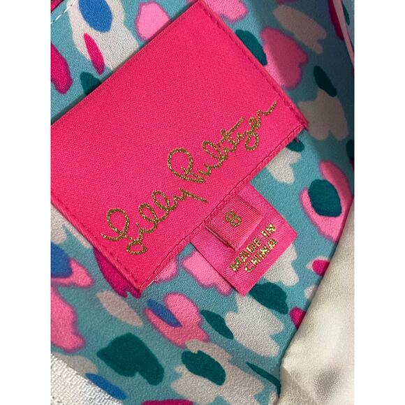 Lilly Pulitzer Hottie Dottie Blaire Stretch Dress Teal Pink Size 8 W/Pencils! - Picture 7 of 16